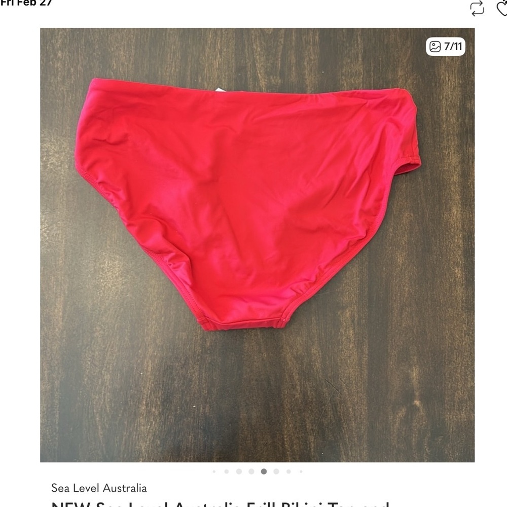 Vibrant Red Ruffle Bikini Top and Bottom - Picture 8 of 9